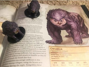 owlbear ages- 5th edition d&d dd dnd miniature mini purple tabletop gaming 3d print model - Mito3D