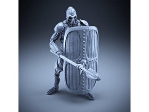 skeleton - heavy infantry spear + square shield defensive pose boardgame boardgames dnd mini miniature miniatures 28mm pathfinder rpg tabletop gaming 3d print model - Mito3D