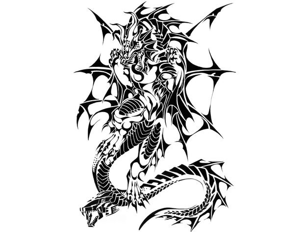 dragon stencil 2 legend myth 3D print model - Mito3D