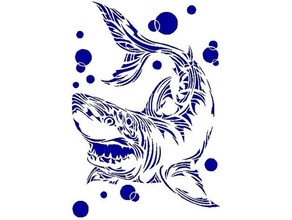 shark stencil animal art fish jaws seafood 3d print model - Mito3D