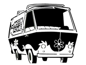 mystery machine stencil cartoon scooby doo shaggy van vehicle 3d print model - Mito3D