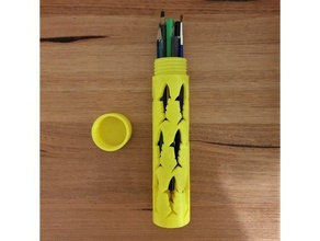 requin crayon Cas gaine boîte vis animaux garçons enfants Noël facile poisson amusement cadeau gamins stylo crayons titulaire soutien stylos école 3d print model - Mito3D