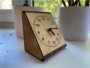 table clock living hinge laser cutting fusion 360 lasercut plywood 3d print model - Mito3D