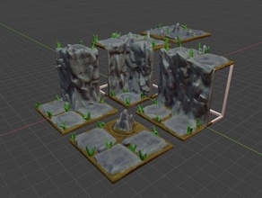 feuillage ouvert falaise ensemble soutien libre impression modulaire dnd carrelage fantaisie openforge table jeu terrain wargaming 3d print model - Mito3D