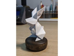 origami Coelho animal animais fofa exibição anel suporte pequeno 3d print model - Mito3D