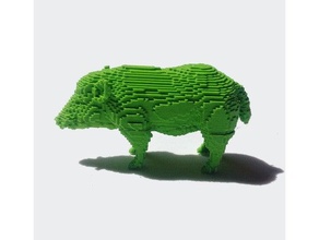 pixelado selvagem javali Javali pixelis Luxemburgo mascote pixel arte voxel animal 3d print model - Mito3D