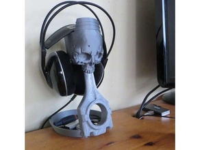 crâne casque musique supporter moteur piston écouteurs cintre titulaire soutien étagère 3d print model - Mito3D