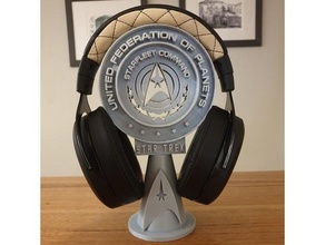 star trek headphones stand enterprise gift headphone holder headset spock startrek tng voyager 3d print model - Mito3D
