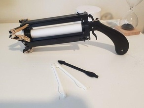 cerberus semi auto revolver tatar yayı mekanik tabanca sapan 3d print model - Mito3D