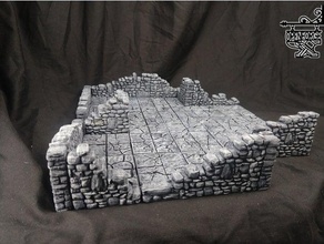 openforge 20 rough stone ruined separate wall primary walls dnd tiles dungeon miniatures openlock pathfinder mini rpg tabletop terrain tile 3d print model - Mito3D