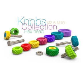 knobs collection bolt hex head nut m25-m10 3d print model - Mito3D