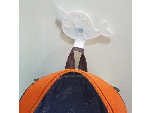 Narwal Tasche Haken Rucksack Halter Unterstützung Kinder narwhale 3D print model - Mito3D