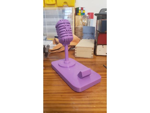 vintage microphone phone stand music 3D print model - Mito3D