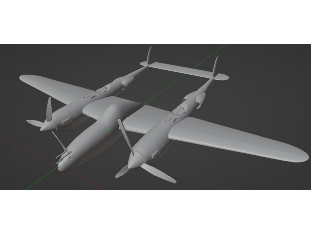 lockheed p38e lightning airplane p-38 p-38e p38 plane warbird ww2 3D print model - Mito3D