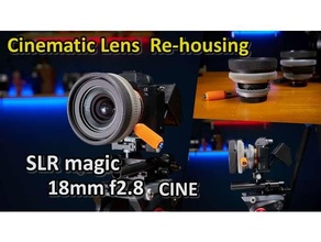 custom lens re-housing 'slr magic 18mm 28 cine' - standardized focus gear & focusing knob cover 3d print model - Mito3D