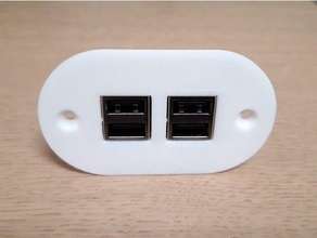 dörtlü USB şarj cihazı modül panel binmek durum kılıf muhafaza 3d print model - Mito3D