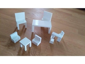 minuscolo tavoli sedie modello puzzle 3d print model - Mito3D