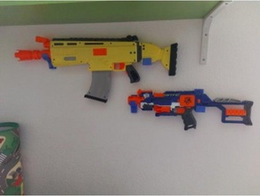 soporte pared escopetas nerf fortnite pistola 3d print model - Mito3D