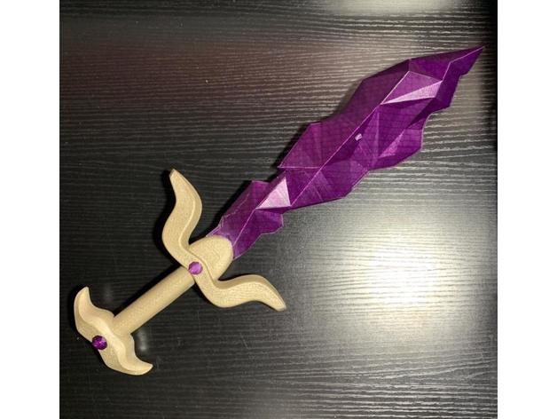amethyst dagger gemstone gold hilt knife murderknife sword 3D print model - Mito3D