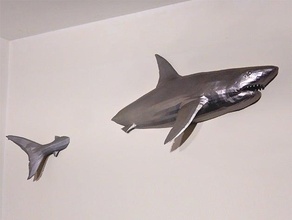 mural great white shark 220x220 bed decoration 3d print model - Mito3D