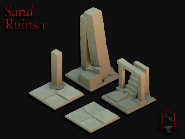 feuillage ouvert sable ruines dnd Jeu openforge table terrain wargaming 3D print model - Mito3D