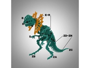 Dilophosaurus 3d Puzzle 3dpuzzle Dinosaurier miniautre Rätsel Skelett 3d print model - Mito3D