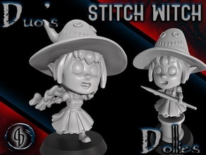 stitch witch chibi 28mm dnd miniature 3d print model - Mito3D