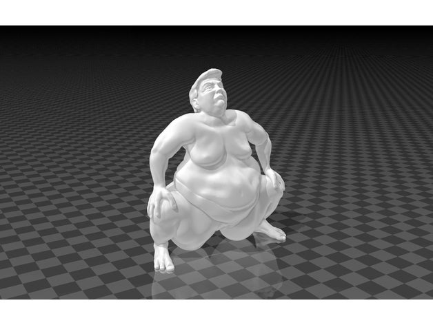 triunfo sumo luchador 3d impresora barra oblicua Arte personalizado Donald gracioso juego juegos miniatura minis apoyo obj openscad presidente escultura stl 3D print model - Mito3D