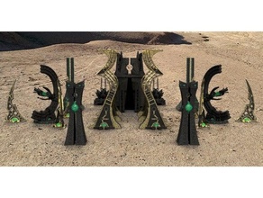 space zombies standing necropolis necron pack supportless wargame terrain warhammer 40k 3d print model - Mito3D