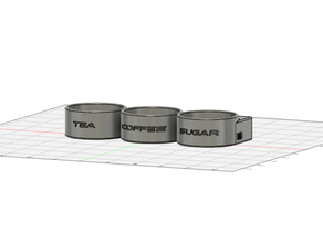 coffee tea sugar container shelf 3d print model - Mito3D