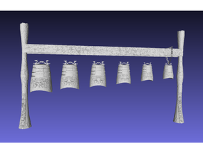 asian bells poles - fixed art museum bell 3d print model - Mito3D