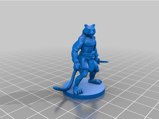 homem tigre punhais dd Lycanthrope miniatura 3D print model - Mito3D