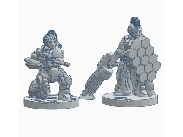 cyberfemme commander pack 28mm 28mmscale miniature 40k bataille moniales cyberpunk femelle armes feu rpg scifi spacenunswithguns espace Marin wargaming marteau guerre 3D print model - Mito3D