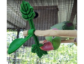 naturalistic wood branch bird perch spinner toy clip welded wire mesh inches cage enrichment hardware cloth parrot spinning stick twig 3d print model - Mito3D