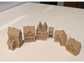 pequenino burgo medieval Cidade cidade madeira set01 arquitetura casa miniatura miniaturas Vila 3d print model - Mito3D