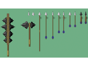 arrows bolts javelin hand axe maca remixes dungeons dragons 3d print model - Mito3D