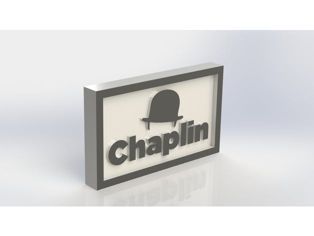 Chaplin Logo Plakette Rechteck 3dprintable Charlie Benutzerdefiniert 3D print model - Mito3D