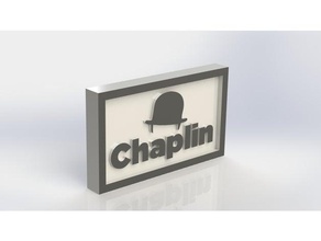 chaplin logo plaque rectangle 3dprintable Charlie Douane 3d print model - Mito3D