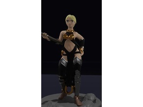 fêmea monge humano ouro aço dnd mini miniatura suporte 3d print model - Mito3D