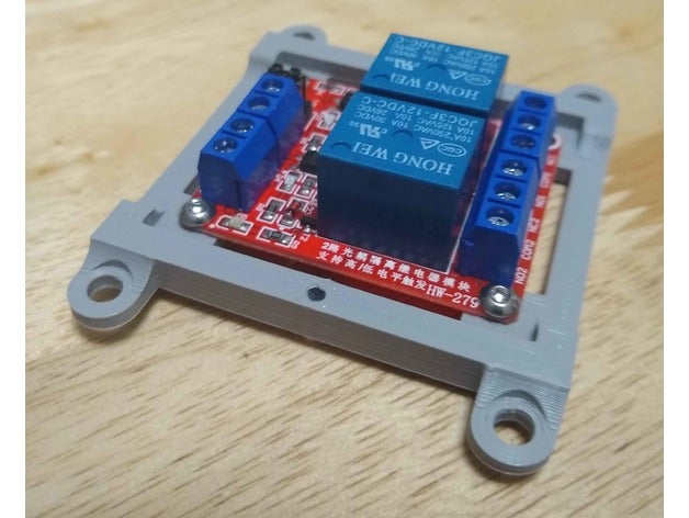 2 channel relay module bumper hw-279 optocoupler board mount 3D print model - Mito3D