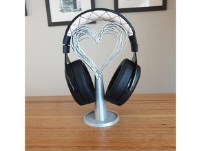 hearts headphones stand bedroom easy gift headphone holder headset heart kids love music ornament 3d print model - Mito3D