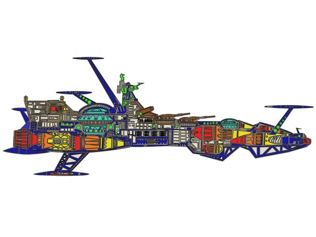 harlock albator 78 atlantis mur 3d puzzle capitaine mosaïque vaisseau navire 3D print model - Mito3D