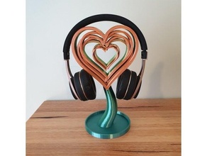 amore cuori cuffia In piedi bellissimo facile regalo cuffie auricolare cuore titolare supporto musica organico ornamento bella 3d print model - Mito3D