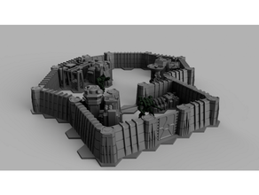 american mecha - mk iii hex walls 6mm terrain wargame wargaming 3d print model - Mito3D