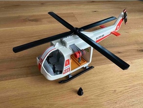 playmobil helicóptero rotor grampo eixo resgate brinquedo 3d print model - Mito3D
