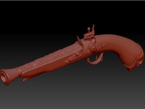 skull flintlock pistol amunition marine props 3d print model - Mito3D
