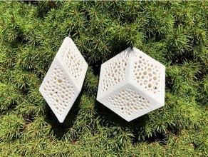 dourado romboedro enfeites Natal decoração enfeite matemática arte Voronoi 3d print model - Mito3D