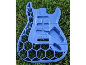 honeycomb stratocaster body repositioned pieces electric guitar fender musical instrument 3d print model - Mito3D