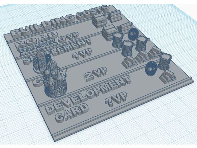 Catan bina maliyetler kart dakanzla 39 nın 20 yazı tahtası maliyet yerleşimcileri yerleşimciler 3D print model - Mito3D