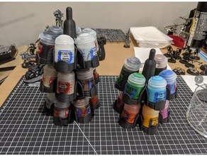 stackable & rotating citadel paint pot stand supports 40k miniature painting warhammer warhammer40k wh40k 3d print model - Mito3D